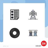 symboles d'icônes universels groupe de 4 couleurs plates modernes de la page des ordinateurs de données disque d'énergie éléments de conception vectoriels modifiables vecteur