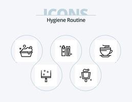 pack d'icônes de ligne de routine d'hygiène 5 conception d'icônes. lavage. propre. vaporisateur. cosmétique. brosse vecteur