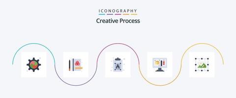 pack d'icônes plat 5 de processus créatif comprenant. photo. Police de caractère. processus. la modélisation vecteur
