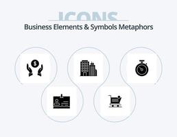 éléments commerciaux et symboles métaphores pack d'icônes de glyphe 5 conception d'icônes. minuteur. la tour. boutique. Bureau. protection vecteur
