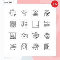 ensemble de 16 symboles d'icônes d'interface utilisateur modernes signes pour le site Web moniteur automne atome nucléaire éléments de conception vectoriels modifiables vecteur