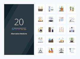 20 icône de couleur plate de médecine alternative pour la présentation vecteur