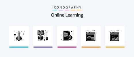 pack d'icônes de glyphe d'apprentissage en ligne 5, y compris le site Web. l'ordinateur. mondial. classe. dossier. conception d'icônes créatives vecteur