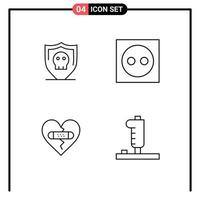 ensemble de 4 symboles d'icônes d'interface utilisateur modernes signes pour bouclier cassé plaine électricité pardon éléments de conception vectoriels modifiables vecteur