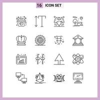 16 signes de contour universels symboles du roi des chauves-souris soleil nature camping éléments de conception vectoriels modifiables vecteur