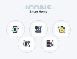 pack d'icônes remplies de ligne de maison intelligente 5 conception d'icônes. alerte. intelligent. toilettes. biens. réseau vecteur
