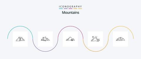 pack d'icônes de la ligne 5 des montagnes, y compris. la nature. scène. colline vecteur