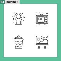 interface utilisateur pack de 4 couleurs plates de base remplies d'assistant promotion support client marketing seau éléments de conception vectoriels modifiables vecteur