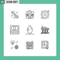 ensemble de 9 symboles d'icônes d'interface utilisateur modernes signes pour banque citron musique agrumes argent éléments de conception vectoriels modifiables vecteur