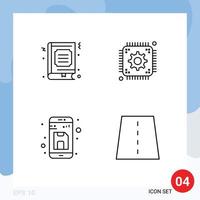 ensemble de pictogrammes de 4 couleurs plates remplies simples du fichier de réglage préféré du livre éléments de conception vectoriels modifiables vecteur