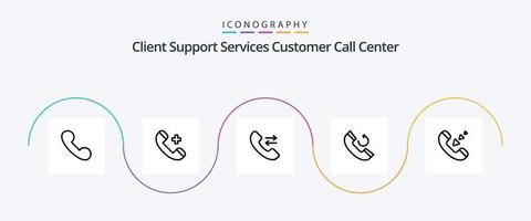 pack d'icônes de la ligne d'appel 5, y compris le téléphone. la communication. réponse. appel. téléphone fixe vecteur