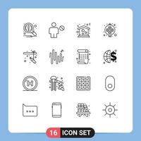 pack d'icônes vectorielles stock de 16 signes et symboles de ligne pour lanterne de pêche lampe humaine mouvement éléments de conception vectoriels modifiables vecteur