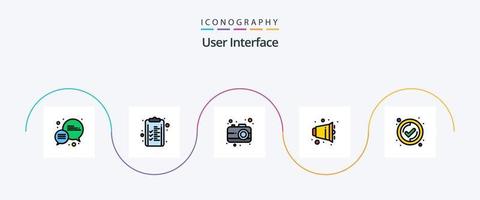 ligne d'interface utilisateur rempli plat 5 pack d'icônes comprenant. cocher. interface. interface. volume vecteur