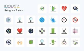 pack d'icônes couleur plate 25 biologie vecteur