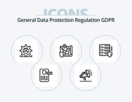 pack d'icônes de ligne gdpr 5 conception d'icônes. serrure. agrafe. serrure. loi. RGPD vecteur