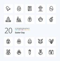 20 pack d'icônes de ligne de pâques comme pâques pâques bible croix célébration vecteur