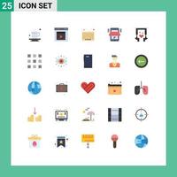symboles d'icônes universels groupe de 25 couleurs plates modernes d'éléments de conception vectoriels modifiables de code à barres de code d'interface mobile de magasin vecteur