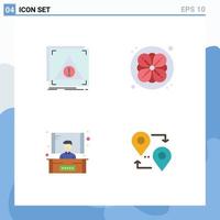 interface utilisateur pack de 4 icônes plates de base du serveur de présentation d'erreur emplacement du sauna éléments de conception vectoriels modifiables vecteur