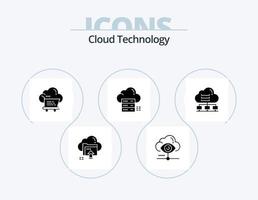 pack d'icônes de glyphe de technologie cloud 5 conception d'icônes. Les données. rompre. nuage. chariot. Chariot vecteur