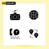 4 icônes créatives signes et symboles modernes du téléphérique aident le service Internet du tourisme éléments de conception vectoriels modifiables vecteur