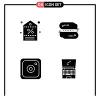 pack de 4 glyphes solides créatifs d'adresse d'achat instagram à prix réduits éléments de conception vectoriels modifiables sociaux vecteur