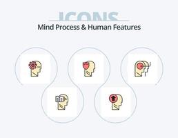 processus de l'esprit et lignes de caractéristiques humaines remplies pack d'icônes 5 conception d'icônes. utilisateur. déballer. en pensant. boîte. Humain vecteur