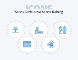 attributs sportifs et entraînement sportif pack d'icônes bleues 5 conception d'icônes. bassin. saut. santé. plongée. effectuer vecteur