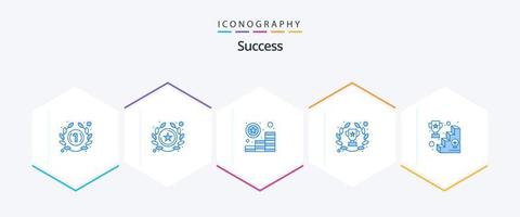 succès 25 pack d'icônes bleues, y compris le succès. Succès. pièces de monnaie. blé de laurier. atteindre vecteur