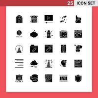 interface mobile glyphe solide ensemble de 25 pictogrammes de main shahada cinema aide foi éléments de conception vectoriels modifiables vecteur