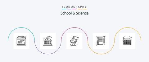 pack d'icônes de la ligne 5 de l'école et de la science, y compris les connaissances. étudier. chimie. stylo. éducation vecteur