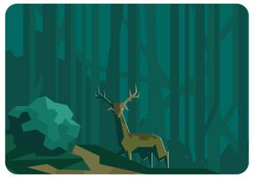 Forêt Low Poly et vecteur de cerf