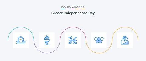 pack d'icônes bleues de la fête de l'indépendance de la grèce 5, y compris dieu. grec. olympique. Grèce. Grèce vecteur