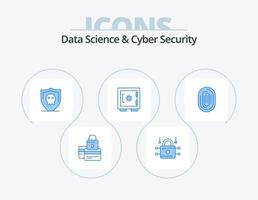 pack d'icônes bleues de la science des données et de la cybersécurité 5 conception d'icônes. sécurisé. casier. Sécurité. serrure. sécurisé vecteur