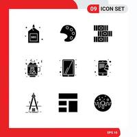 9 icônes créatives signes et symboles modernes des livres ipad à écran tactile éléments de conception vectoriels modifiables du jour du thé vecteur