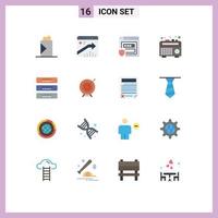 groupe de 16 signes et symboles de couleurs plates pour armoire à tiroirs enregistreur gdpr boom box pack modifiable d'éléments de conception de vecteur créatif