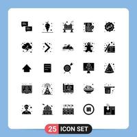 25 pack de glyphes solides d'interface utilisateur de signes et symboles modernes d'éléments de conception vectoriels modifiables médicaux de pont de sécurité d'étiquette vecteur