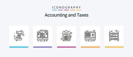 pack d'icônes de la ligne 5 des taxes, y compris le marketing. finance. écran. graphique. de l'argent. conception d'icônes créatives vecteur