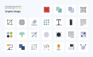pack d'icônes de couleur plate de 25 conceptions vecteur