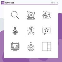 symboles d'icônes universels groupe de 9 contours modernes d'arbres école de sciences réaction cible éléments de conception vectoriels modifiables vecteur