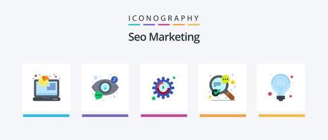 pack d'icônes seo marketing plat 5, y compris créatif. parole. vision. Succès. recherche. conception d'icônes créatives vecteur