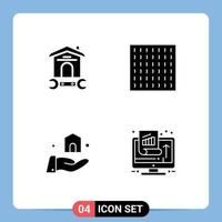 4 concept de glyphe solide pour les sites Web mobiles et les applications house build tool haze chart éléments de conception vectoriels modifiables vecteur