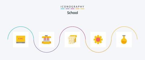 pack d'icônes plat 5 de l'école, y compris l'éducation. la science. éducation. labé. équipement vecteur