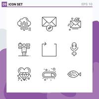 pack de 9 contours créatifs de la vie de courrier électronique de jeu de flèche bons éléments de conception vectoriels modifiables vecteur