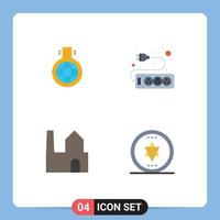 ensemble de 4 symboles d'icônes d'interface utilisateur modernes signes pour les éléments de conception vectoriels modifiables de cercle de prise d'expérience d'usine chimique industrielle vecteur