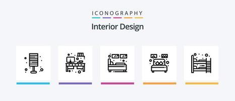 pack d'icônes de la ligne 5 de design d'intérieur, y compris la décoration. lampe. pupitre. meubles. lumière. conception d'icônes créatives vecteur
