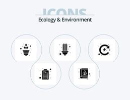 pack d'icônes glyphe écologie et environnement 5 conception d'icônes. recycler. Puissance. la nature. lumière. électrique vecteur