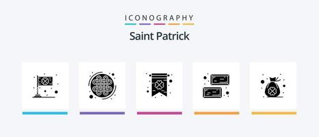 pack d'icônes saint patrick glyphe 5 comprenant un sac de trèfle. Saint. nouer. évaluer. or. conception d'icônes créatives vecteur
