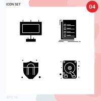 pack d'icônes vectorielles stock de 4 signes et symboles de ligne pour la protection de la publicité vérifier la tâche disque éléments de conception vectoriels modifiables vecteur