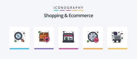 ligne de shopping et de commerce électronique remplie de 5 packs d'icônes, y compris la dactylographie. interface. poitrine. clavier. vaisseau spatial. conception d'icônes créatives vecteur