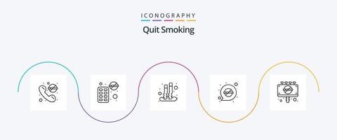 arrêter de fumer le pack d'icônes de la ligne 5, y compris le tabagisme. mode de vie. cigarette. en bonne santé. fumeur vecteur